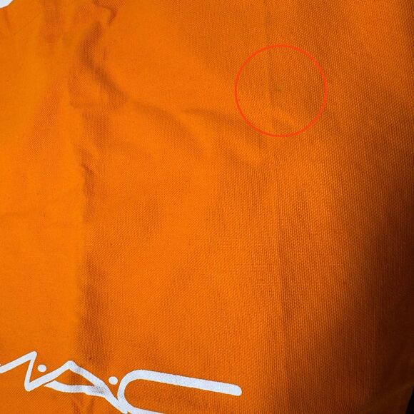 MAC Makeup Dust Bag Orange Canvas Travel 19.75”x16” - Picture 3 of 3